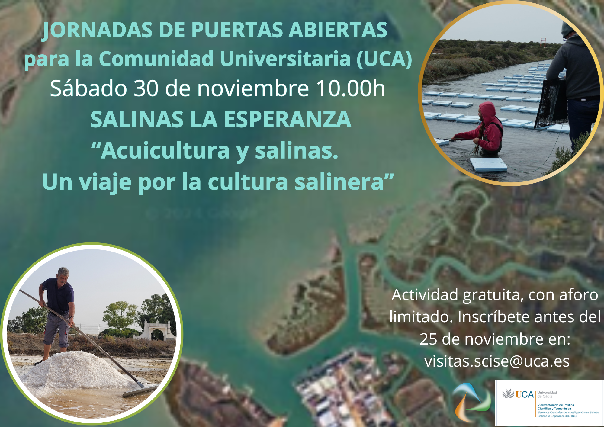 Jornada de puertas abiertas organizada para la Comunidad Universitaria PTGAS y PDI en las salinas La Esperanza.